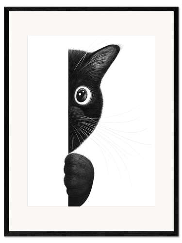 Framed art print Cat playing hide and seek