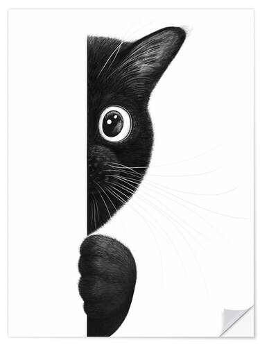 Sticker mural Cat playing hide and seek