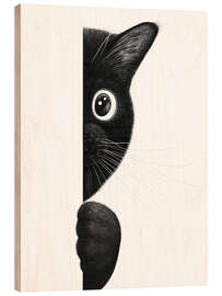 Stampa su legno Cat playing hide and seek