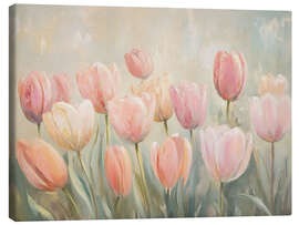Obraz na płótnie Vintage Spring Pink Tulip Field - TAlex