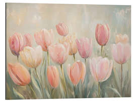 Magnettafel Vintage Frühling rosa Tulpenfeld