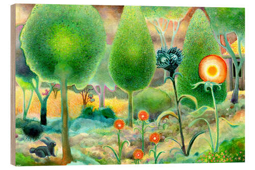Wood print Super green garden