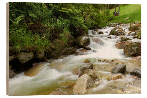 Wood print Rushing torrent