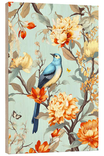 Wood print Bird Romance