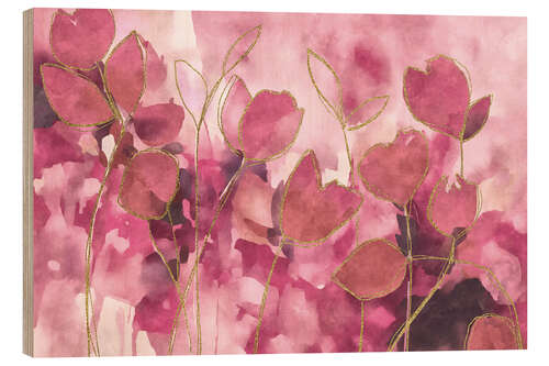 Wood print Fantasy in the flower garden