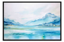 Gerahmter Kunstdruck Ländliche blaue Landschaft