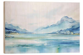 Holzbild Ländliche blaue Landschaft - Andrea Haase