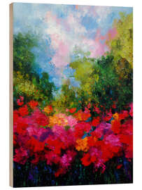 Holzbild Lebendiges Mohnfeld - DejaReve