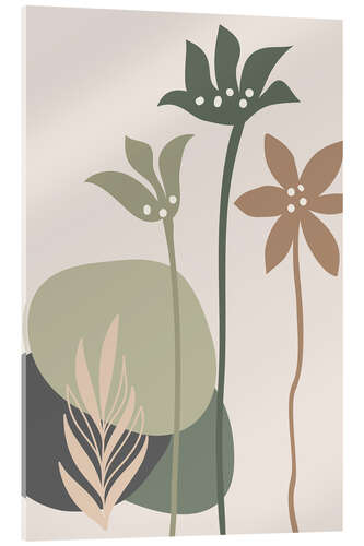 Acrylic print Minimalist Floral Print in Earth Tones