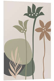 Hartschaumbild Minimalistischer Blumendruck in Erdtönen