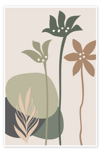 Plakat Minimalist Floral Print in Earth Tones