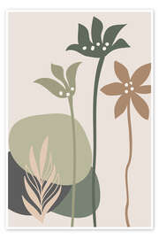 Plakat Minimalist Floral Print in Earth Tones