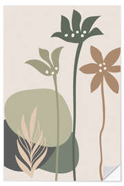 Sticker mural Minimalist Floral Print in Earth Tones - Dani Jay Designs