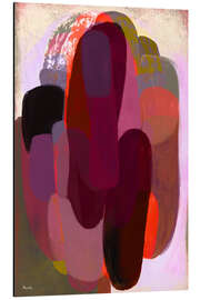 Alubild Abstrakt mit leuchtendem Pink und Dunkelrot - Marco Marella