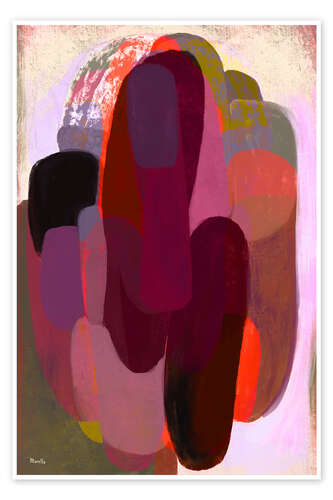 Poster Abstract with bright pink and dark red
