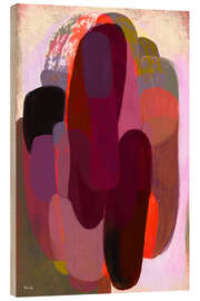 Cuadro de madera Abstract with bright pink and dark red - Marco Marella
