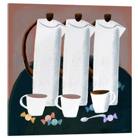 Tableau en verre acrylique Good morning! three coffee jugs - Marco Marella