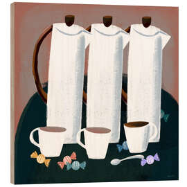 Obraz na drewnie Good morning! three coffee jugs - Marco Marella