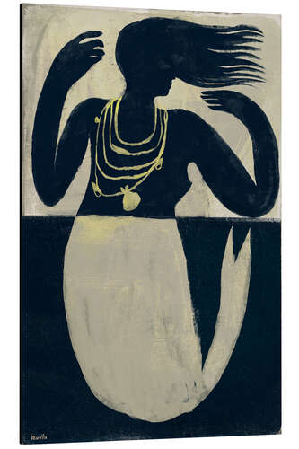 Obraz na aluminium Mermaid playing in indigo blue sea