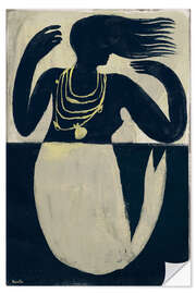 Sticker mural Mermaid playing in indigo blue sea - Marco Marella