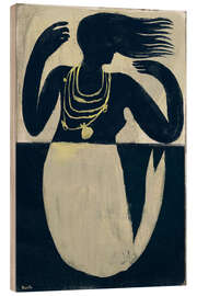 Quadro de madeira Mermaid playing in indigo blue sea - Marco Marella