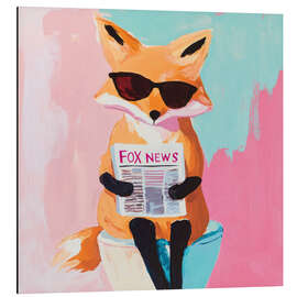 Tableau en aluminium Fox News- Fox sitting on toilet - UtArt