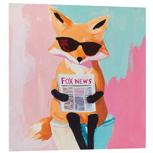 Hartschaumbild Fox News- Auf Toilette sitzender Fuchs