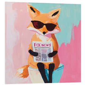 Hartschaumbild Fox News- Auf Toilette sitzender Fuchs - UtArt