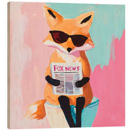 Wood print Fox News- Fox sitting on toilet - UtArt