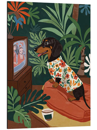 Print på aluminium Tropical Dachshund