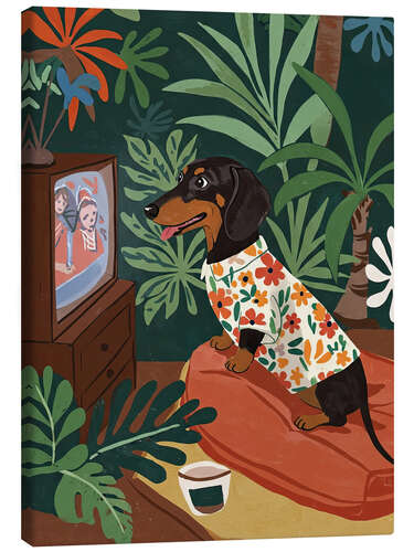 Tableau sur toile Tropical Dachshund