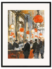 Framed art print Rush Hour at the Café - DejaReve