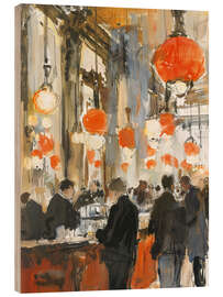 Tableau en bois Rush Hour at the Café - DejaReve