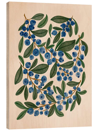 Wood print Blue Berry bunch