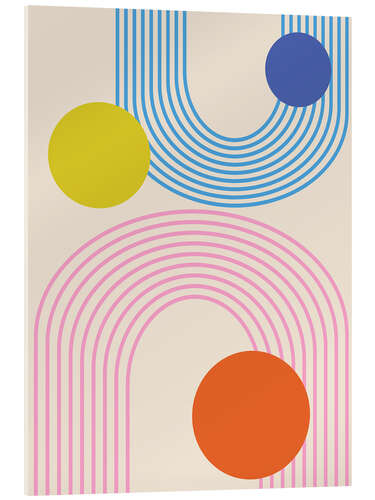 Tableau en verre acrylique Colorful Retro Arches and Circles