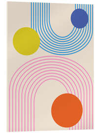Tableau en verre acrylique Colorful Retro Arches and Circles - apricot and birch