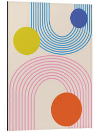 Alubild Bunte Retro-Bögen und Kreise