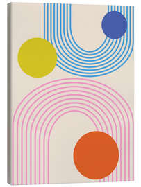 Canvas print Colorful Retro Arches and Circles - apricot and birch