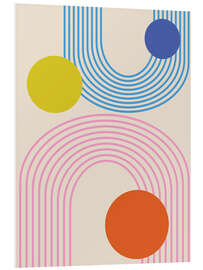 Hartschaumbild Bunte Retro-Bögen und Kreise
