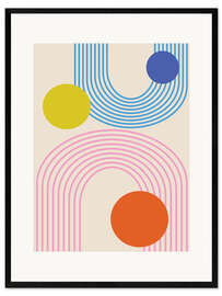 Gerahmter Kunstdruck Bunte Retro-Bögen und Kreise