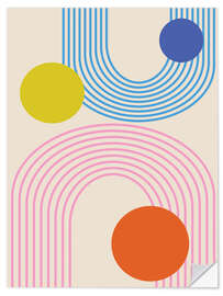 Wandsticker Bunte Retro-Bögen und Kreise