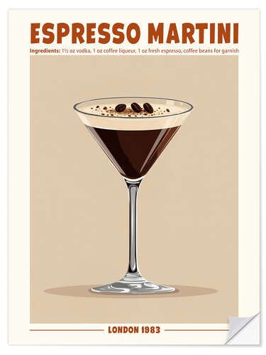 Autocolante decorativo Espresso Martini, London 1983