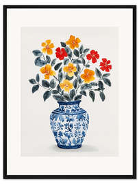 Gerahmter Kunstdruck Blaue Vase