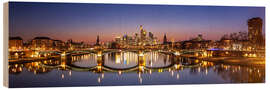 Wood print Frankfurt am Main City Skyline Panorama at sunset