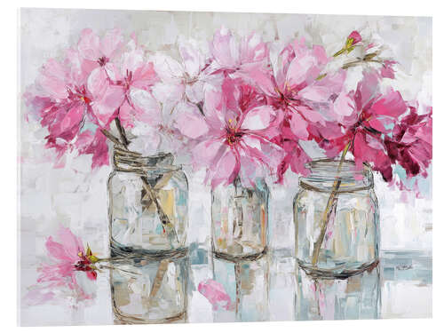 Tableau en verre acrylique Pink flowers