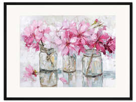 Gerahmter Kunstdruck Rosa Blüten