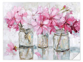 Selvklebende plakat Pink flowers