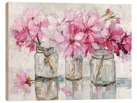 Tableau en bois Pink flowers