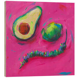 Obraz na drewnie Avocado, Lime, Chilli - Dawn Underwood