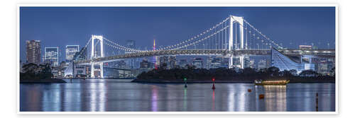 Plakat Rainbow Bridge at night, Tokyo, Japan